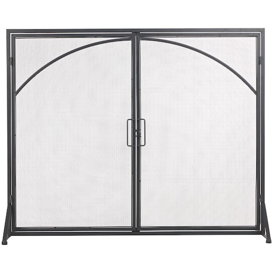 39" Black Metal Minimalistic Single Panel Fireplace Screen